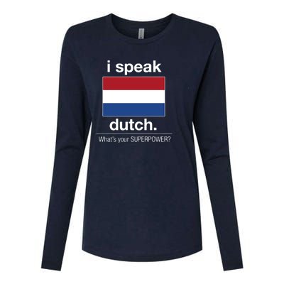 T Shirt I Speak Dutch Bilingual People Funny Gift Teacher Professor Womens Cotton Relaxed Long Sleeve T-Shirt