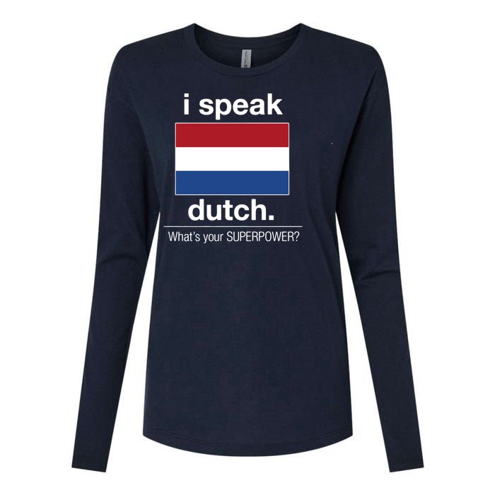 T Shirt I Speak Dutch Bilingual People Funny Gift Teacher Professor Womens Cotton Relaxed Long Sleeve T-Shirt