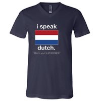 T Shirt I Speak Dutch Bilingual People Funny Gift Teacher Professor V-Neck T-Shirt