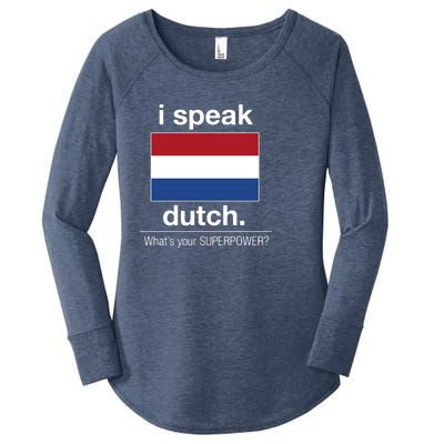 T Shirt I Speak Dutch Bilingual People Funny Gift Teacher Professor Women's Perfect Tri Tunic Long Sleeve Shirt