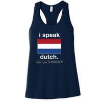 T Shirt I Speak Dutch Bilingual People Funny Gift Teacher Professor Women's Racerback Tank