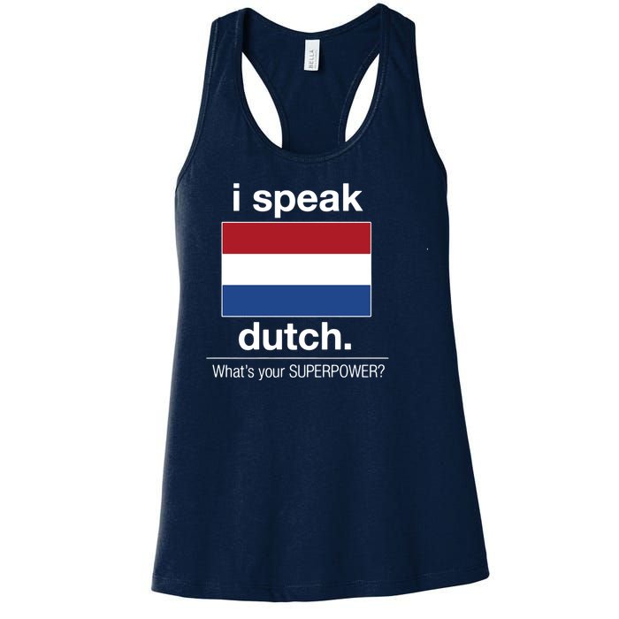 T Shirt I Speak Dutch Bilingual People Funny Gift Teacher Professor Women's Racerback Tank