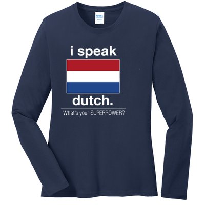 T Shirt I Speak Dutch Bilingual People Funny Gift Teacher Professor Ladies Long Sleeve Shirt