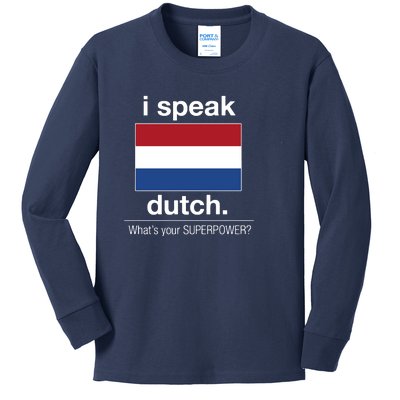 T Shirt I Speak Dutch Bilingual People Funny Gift Teacher Professor Kids Long Sleeve Shirt