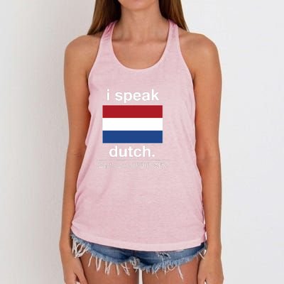 T Shirt I Speak Dutch Bilingual People Funny Gift Teacher Professor Women's Knotted Racerback Tank