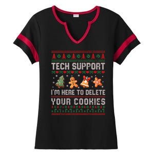 Tech Support IM Here To Delete Your Cookies Christmas Xmas Ladies Halftime Notch Neck Tee