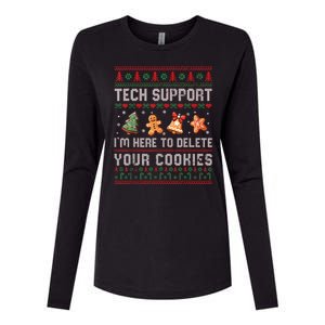 Tech Support IM Here To Delete Your Cookies Christmas Xmas Womens Cotton Relaxed Long Sleeve T-Shirt