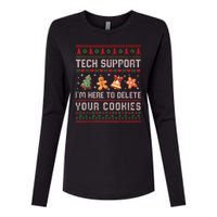 Tech Support IM Here To Delete Your Cookies Christmas Xmas Womens Cotton Relaxed Long Sleeve T-Shirt