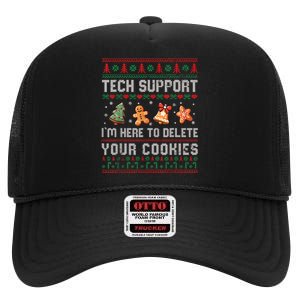 Tech Support IM Here To Delete Your Cookies Christmas Xmas High Crown Mesh Back Trucker Hat