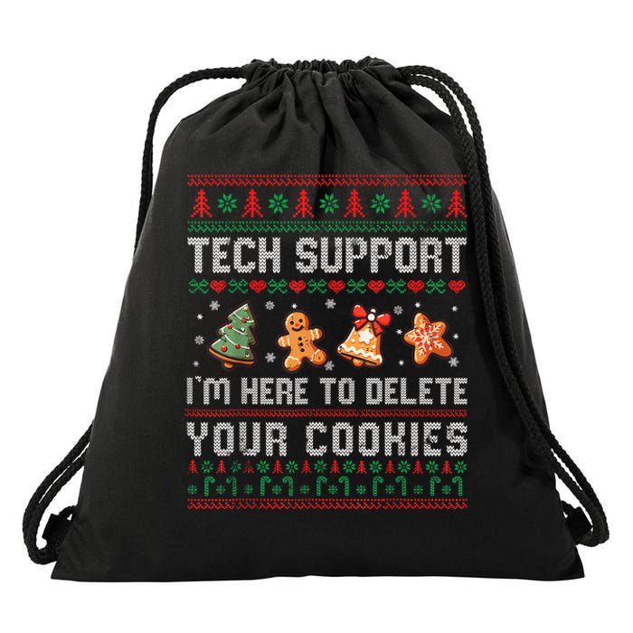 Tech Support IM Here To Delete Your Cookies Christmas Xmas Drawstring Bag