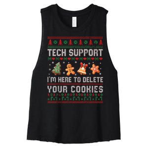 Tech Support IM Here To Delete Your Cookies Christmas Xmas Women's Racerback Cropped Tank