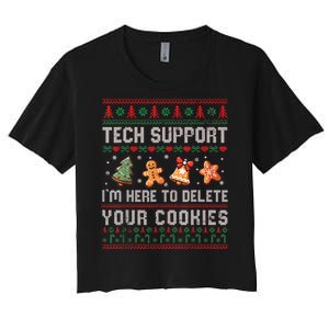 Tech Support IM Here To Delete Your Cookies Christmas Xmas Women's Crop Top Tee