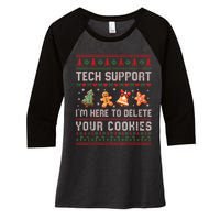 Tech Support IM Here To Delete Your Cookies Christmas Xmas Women's Tri-Blend 3/4-Sleeve Raglan Shirt