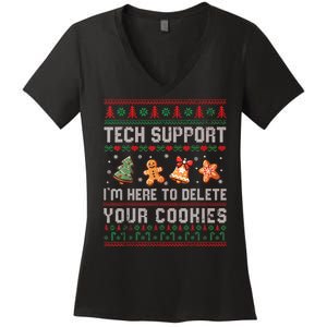 Tech Support IM Here To Delete Your Cookies Christmas Xmas Women's V-Neck T-Shirt