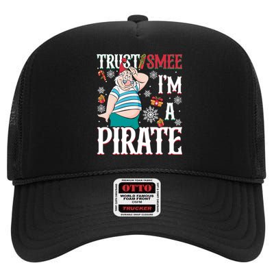 Trust Smee IM A Pirate Mr Smee Santa Christmas Xmas High Crown Mesh Back Trucker Hat