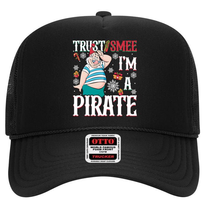 Trust Smee IM A Pirate Mr Smee Santa Christmas Xmas High Crown Mesh Back Trucker Hat