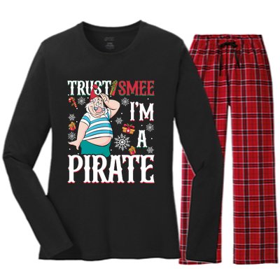 Trust Smee IM A Pirate Mr Smee Santa Christmas Xmas Women's Long Sleeve Flannel Pajama Set 