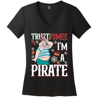 Trust Smee IM A Pirate Mr Smee Santa Christmas Xmas Women's V-Neck T-Shirt