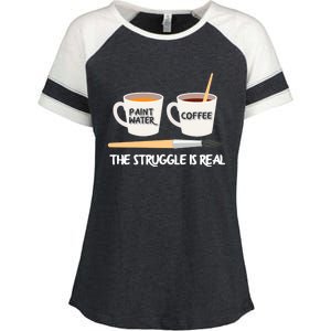 The Struggle Is Real Brush Coffee Funny Art Artist Painter Cool Gift Enza Ladies Jersey Colorblock Tee