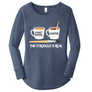 The Struggle Is Real Brush Coffee Funny Art Artist Painter Cool Gift Women's Perfect Tri Tunic Long Sleeve Shirt