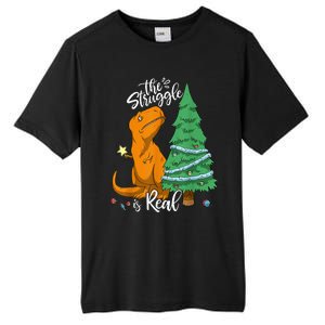 The Struggle Is Real Dinosaur Trex Christmas Tree Xmas Funny  Tall Fusion ChromaSoft Performance T-Shirt