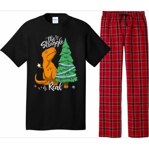 The Struggle Is Real Dinosaur Trex Christmas Tree Xmas Funny  Pajama Set