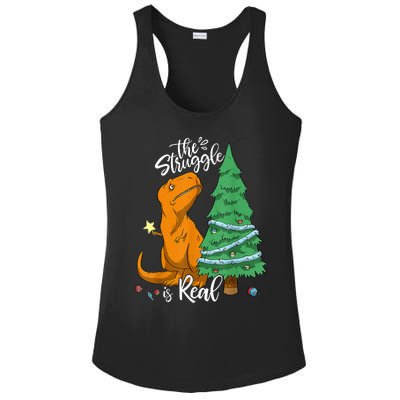 The Struggle Is Real Dinosaur Trex Christmas Tree Xmas Funny  Ladies PosiCharge Competitor Racerback Tank