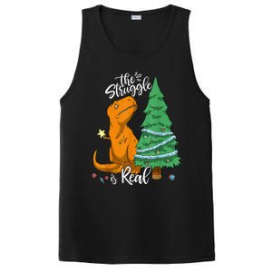 The Struggle Is Real Dinosaur Trex Christmas Tree Xmas Funny  PosiCharge Competitor Tank