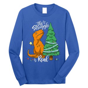 The Struggle Is Real Dinosaur Trex Christmas Tree Xmas Funny  Long Sleeve Shirt