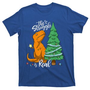 The Struggle Is Real Dinosaur Trex Christmas Tree Xmas Funny  T-Shirt