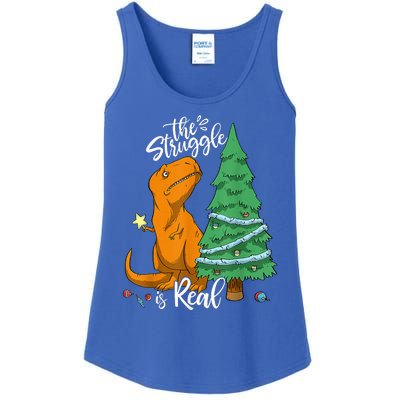 The Struggle Is Real Dinosaur Trex Christmas Tree Xmas Funny  Ladies Essential Tank