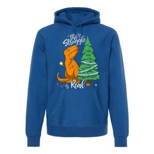 The Struggle Is Real Dinosaur Trex Christmas Tree Xmas Funny  Premium Hoodie