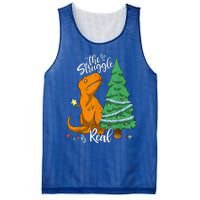 The Struggle Is Real Dinosaur Trex Christmas Tree Xmas Funny  Mesh Reversible Basketball Jersey Tank