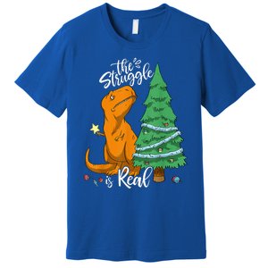 The Struggle Is Real Dinosaur Trex Christmas Tree Xmas Funny  Premium T-Shirt