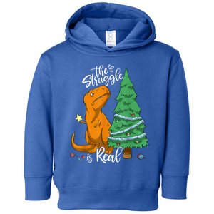 The Struggle Is Real Dinosaur Trex Christmas Tree Xmas Funny  Toddler Hoodie