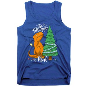 The Struggle Is Real Dinosaur Trex Christmas Tree Xmas Funny  Tank Top