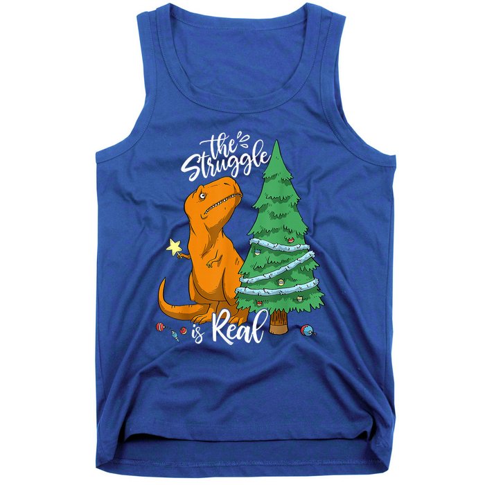 The Struggle Is Real Dinosaur Trex Christmas Tree Xmas Funny  Tank Top