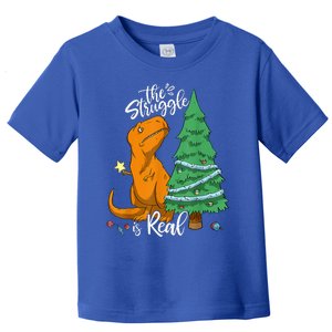 The Struggle Is Real Dinosaur Trex Christmas Tree Xmas Funny  Toddler T-Shirt