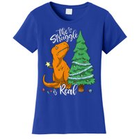 The Struggle Is Real Dinosaur Trex Christmas Tree Xmas Funny  Women's T-Shirt