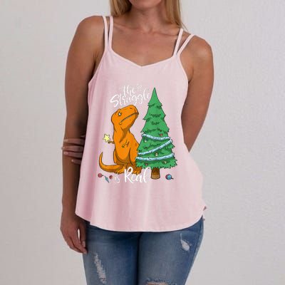 The Struggle Is Real Dinosaur Trex Christmas Tree Xmas Funny  Women's Strappy Tank