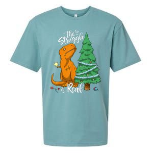 The Struggle Is Real Dinosaur Trex Christmas Tree Xmas Funny  Sueded Cloud Jersey T-Shirt