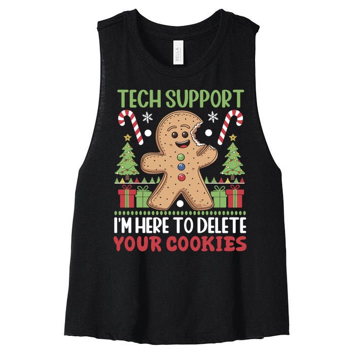 Tech Support I'M Here To Delete Your Cookies Women's Racerback Cropped Tank