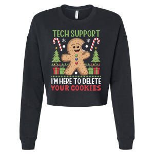 Tech Support I'M Here To Delete Your Cookies Cropped Pullover Crew