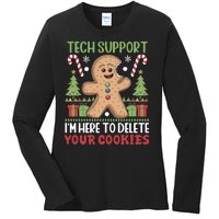 Tech Support I'M Here To Delete Your Cookies Ladies Long Sleeve Shirt