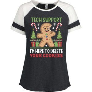 Tech Support I'M Here To Delete Your Cookies Enza Ladies Jersey Colorblock Tee