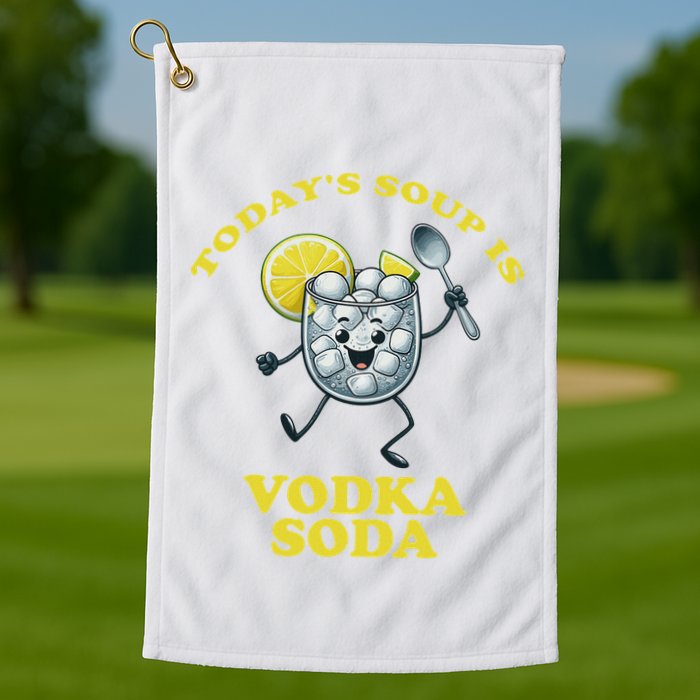TodayS Soup Is Vodka Soda Golf Towel