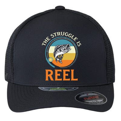 The Struggle Is Reel Bass Fishing Flexfit Unipanel Trucker Cap