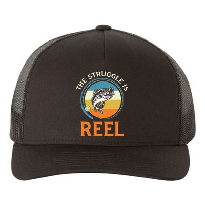 The Struggle Is Reel Bass Fishing Yupoong Adult 5-Panel Trucker Hat