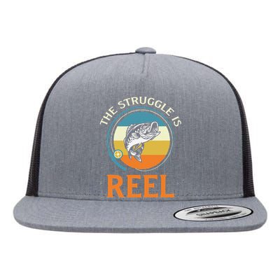 The Struggle Is Reel Bass Fishing Flat Bill Trucker Hat