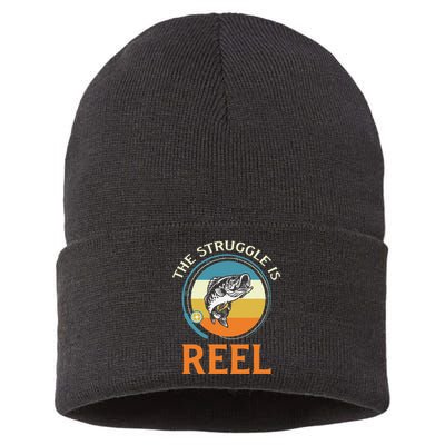 The Struggle Is Reel Bass Fishing Sustainable Knit Beanie